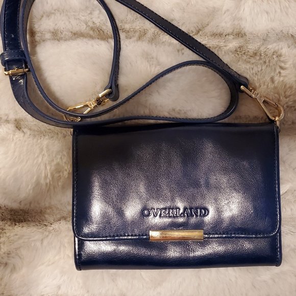 Overland Handbags - Overland Beautiful Navy Leather Crossbody / Clutch Bag